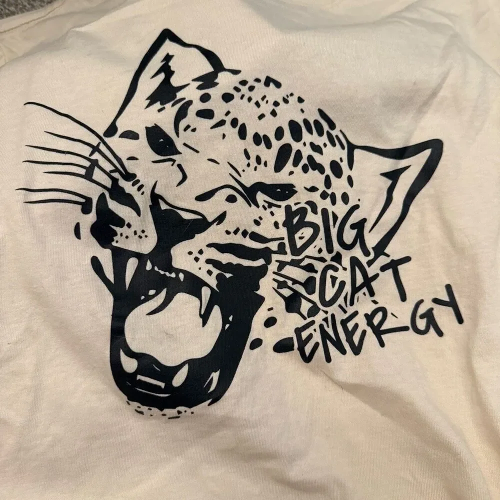 RARE PUMA Crew Neck Forever Better Cat Energy Short Sleeve Graphic Tee Lilac Sma